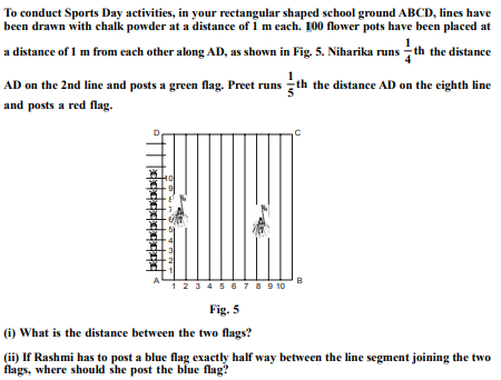  To conduct Sports Day activities, in your rectangular shaped school ground ABCD, lines have